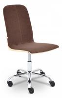 Кресло RIO флок/кож/зам , коричневый/бежевый, 6/36-34. Фото №1