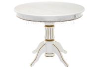 Стол деревянный Павия 130 молочный с золотой патиной фото Стол деревянный Павия 130 молочный с золотой патиной. Фото №1