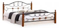 Кровать AT-822 дерево гевея/металл, 180*200 см (King bed), красный дуб/черный