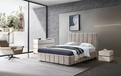 Кровать 8855 бежевая (1400X2000). Фото