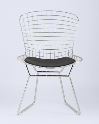 Стул обеденный Bertoia хромированный с черной подушкой. Фото №5