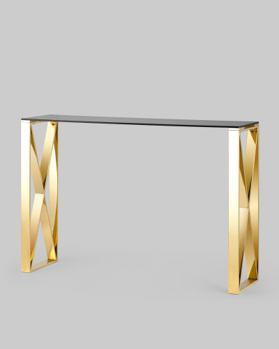 Консоль КРОСС 115*30 золото стекло smoke. Фото №3