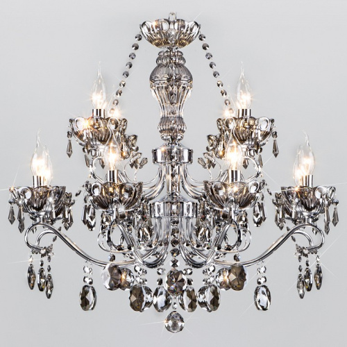 Потолочная люстра Eurosvet Teodore 10103/12 хром/дымчатый хрусталь Strotskis. Фото №1