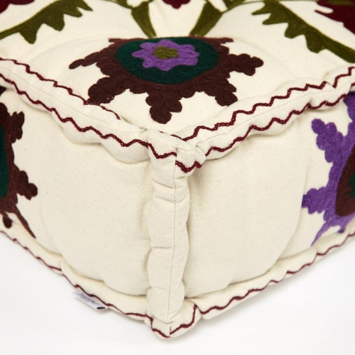 Модуль мягкий Secret De Maison MAHARAJA (mod. MA-106) cotton Kilim, 80х80х20см, белый с цветами. Фото №2