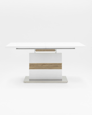 Стол обеденный Тампа раскладной 160-200*90 глянцевый белый. Фото