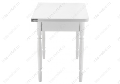 Стол деревянный Брентон с ящиком белый глянец. Фото №3