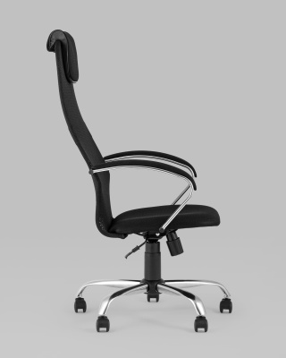 Кресло компьютерное Сеймур сетка черный крестовина хром. Фото №4