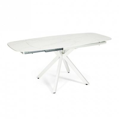 Стол RIDGE (mod. 8068) металл/стекло, 120-180/80/75см, белый мрамор/белый. Фото №2