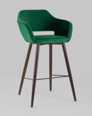Стул барный Саймон велюр темно-зеленый фото Стул барный Саймон велюр темно-зеленый. Фото №3