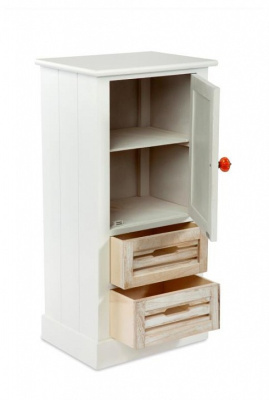 Комод с двумя ящиками и дверцей Белый / Натуральный фото Комод с двумя ящиками и дверцей Белый / Натуральный. Фото №2