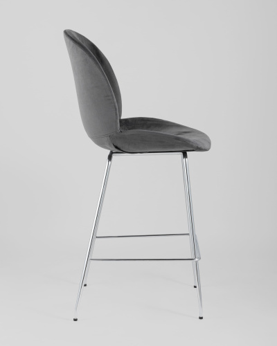 Стул полубарный Beetle со спинкой серый хромированные ножки. Фото №4