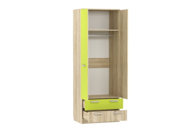 Акварель НМ 013.02-03 М1 Шкаф для одежды с ящиками Лайм/Дуб сонома, Дуб Сонома. Фото