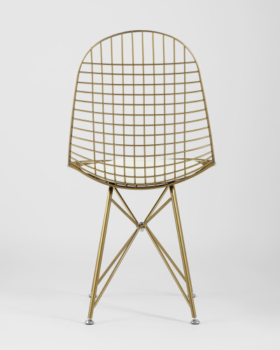 Стул обеденный Eiffel золотой с белой подушкой. Фото №6