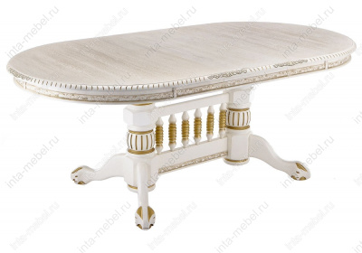 Стол деревянный Кантри молочный с золотой патиной. Фото №2