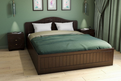 кровать 2000*1600 Монблан МБ-606К с ламелями и п/м орех шоколадный. Фото