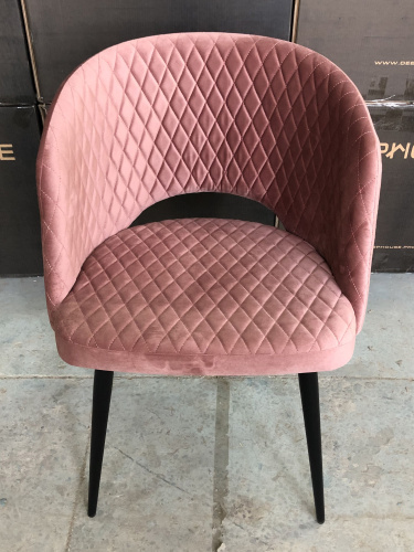 Стул Базель коралловый с прострочкой с черными ножками. Фото №5