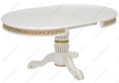 Стол Лорд молочный с золотой патиной. Фото